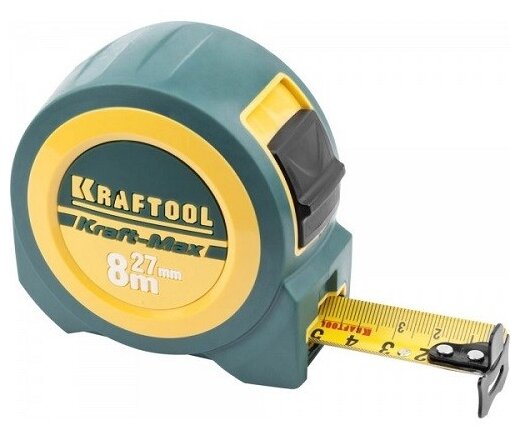 KRAFTOOL "Kraft-Max" 8м / 27мм мощная профессиональная рулетка со сверхшироким полотном