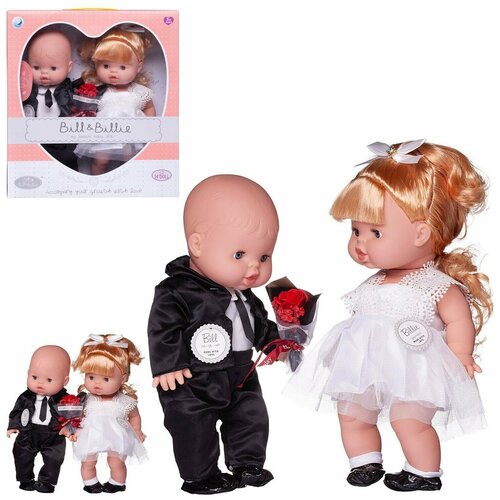 фото Пупс-кукла junfa baby ardana 2шт жених в черном костюме и невеста в белом платье 32см