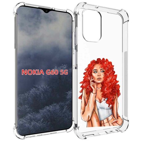 Чехол MyPads девушка-с-яркими-волосами женский для Nokia G60 5G задняя-панель-накладка-бампер