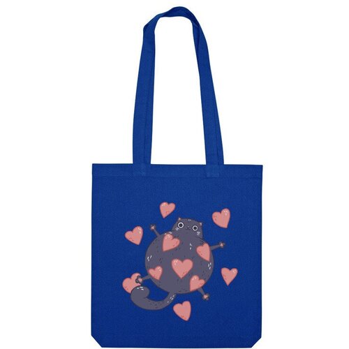 Сумка шоппер Us Basic, синий сумка мартовский котик в любви оранжевый