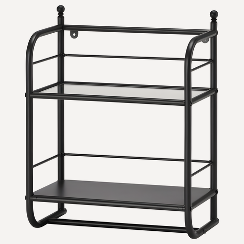 Изображение товара Настенная полка IKEA "FRÖSJÖN", черная, для ванной, 40х51х21 см