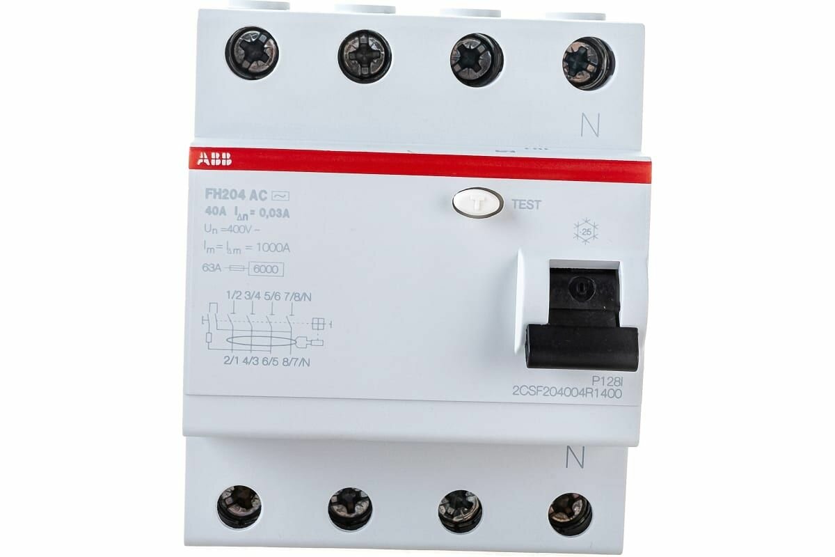 Устройство защитного отключения 4 полюса 40А (УЗО) четырёхполюсный