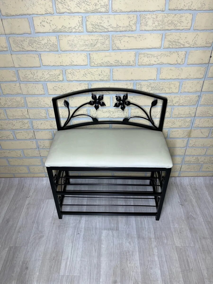 Кованая банкетка №04, Студия кованой мебели Нива, цвет слоновая кость — фото 1
