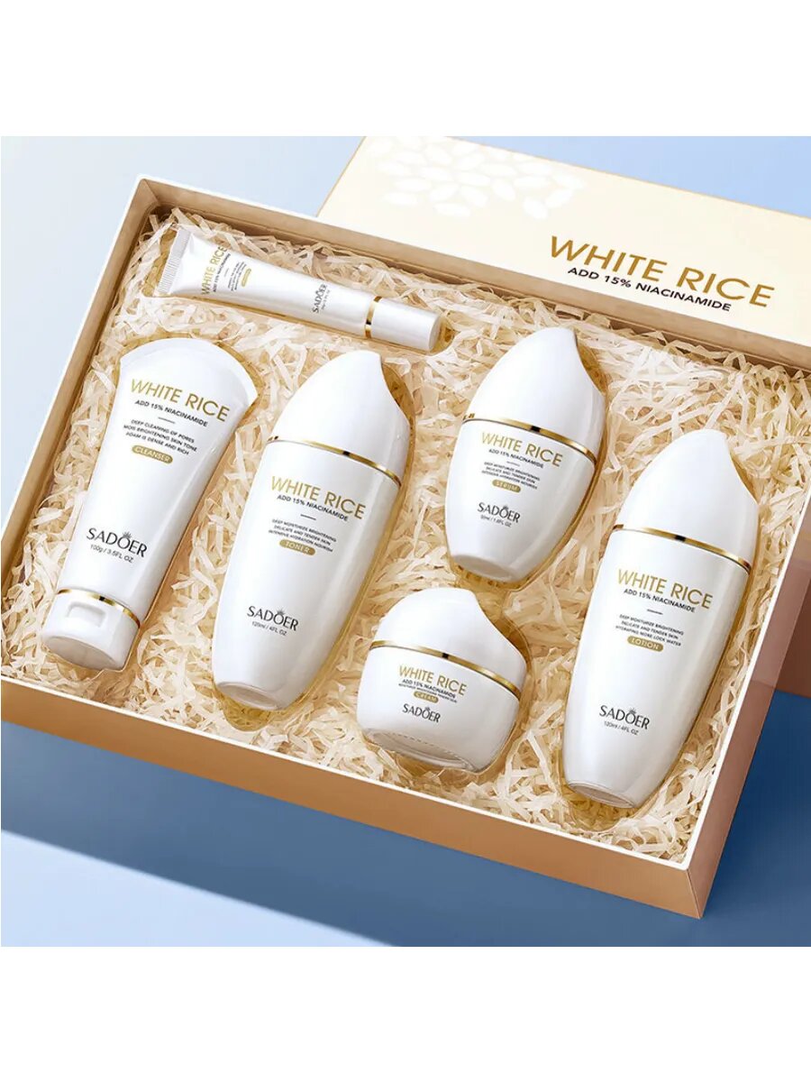 Подарочный набор косметики SADOER White Rice , уход за лицом и телом, 6 в 1