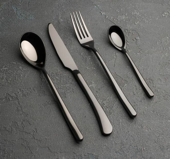 Столовые приборы из нержавеющей стали Джентри 4 предмета цвет чёрный
