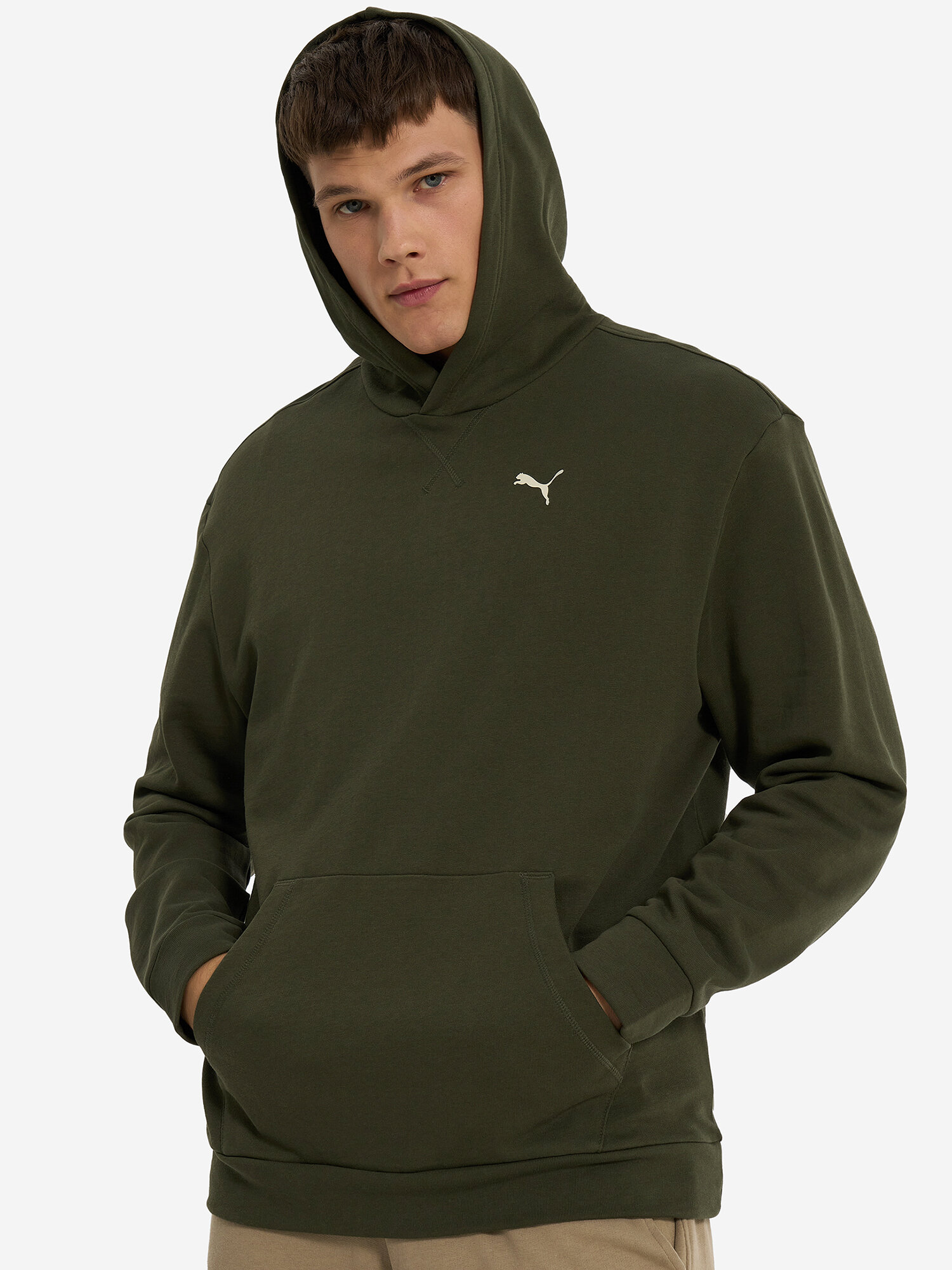 Худи PUMA, размер XL, , оливковый