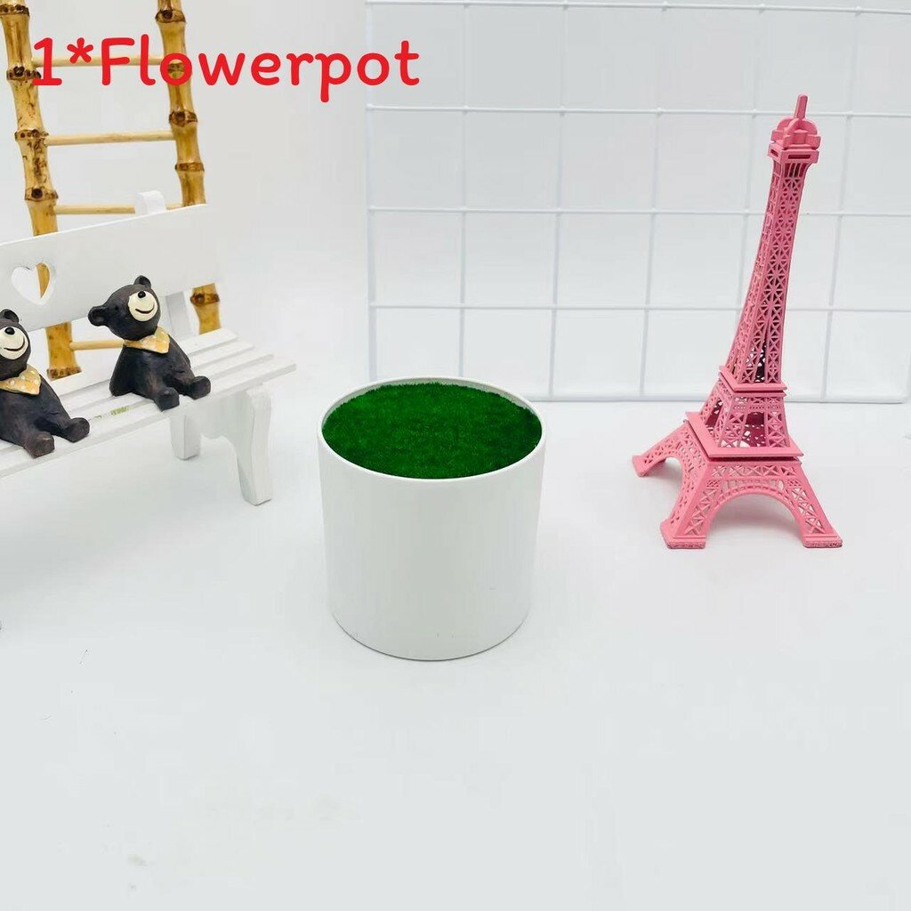 Plastic flower container with embossed stone surface for indoor plant display and crafting