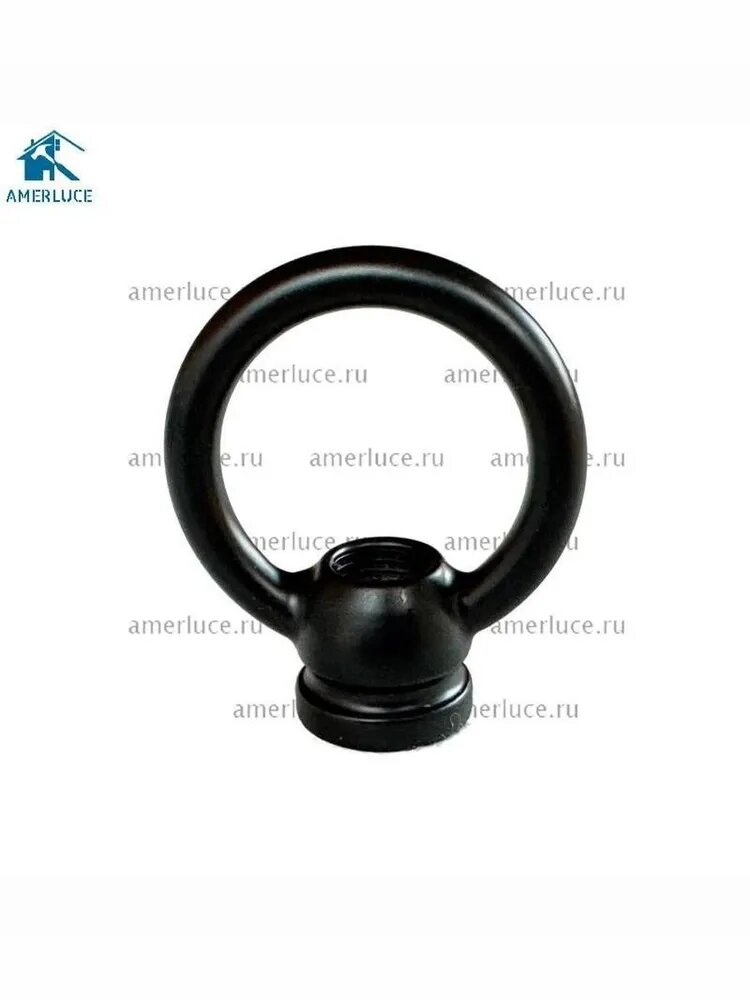 Бугель (рым-гайка) крепление для люстры для цепи колечко цвет чёрный М10х1 из стали 44*38 мм