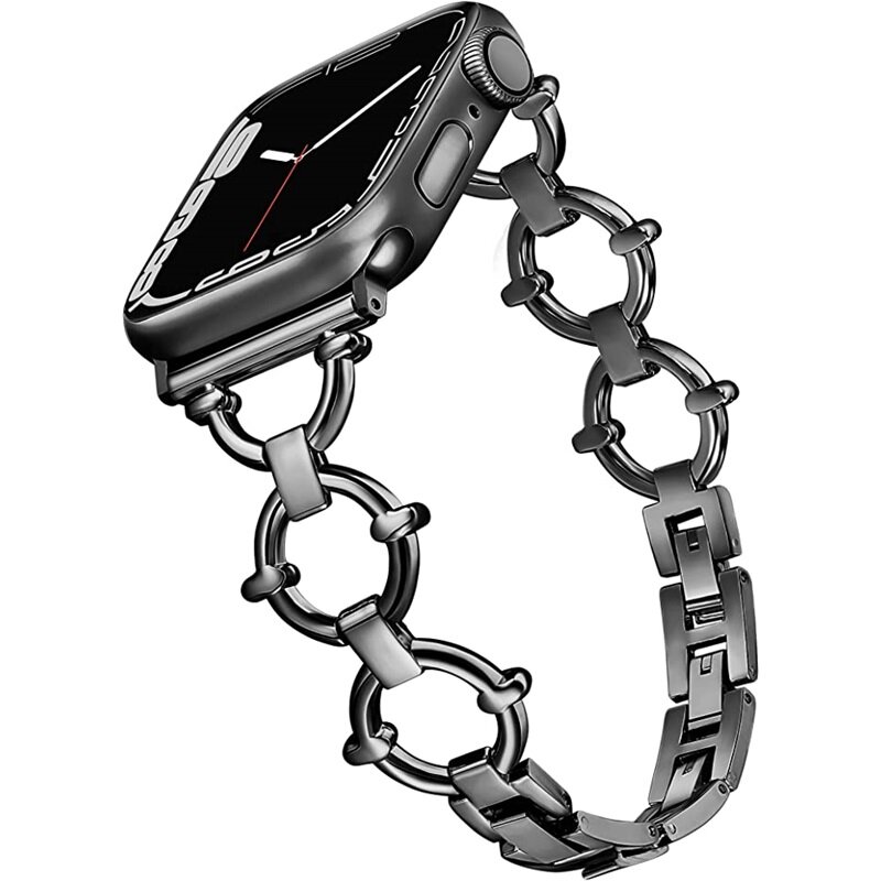 Тонкий ювелирный ремешок для Apple Watch Band 38мм 40мм 41мм 42мм браслет серии iWatch 10 9 8 7 6 5 4 3 2 1 металл Apple Watch 38 мм Apple Watch 41 мм Apple Watch 40 мм black SKU00935