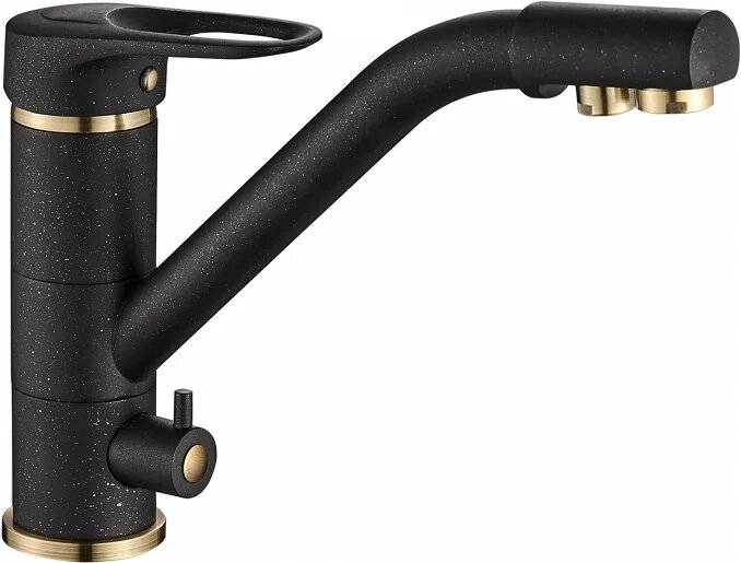 Смеситель для кухни Steel Hammer SH 321 BLACK BR с краном для питьевой воды  с поворотным изливом  бронзовый  черный  матовый  однорычажный  латунный  с керамическим картриджем