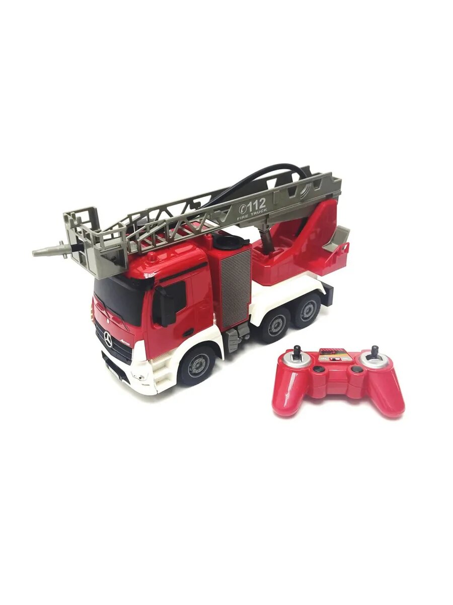 Пожарная машина Mercedes-Benz Double Eagle ANTOS E677-003, световые и звуковые эффекты, 1:26