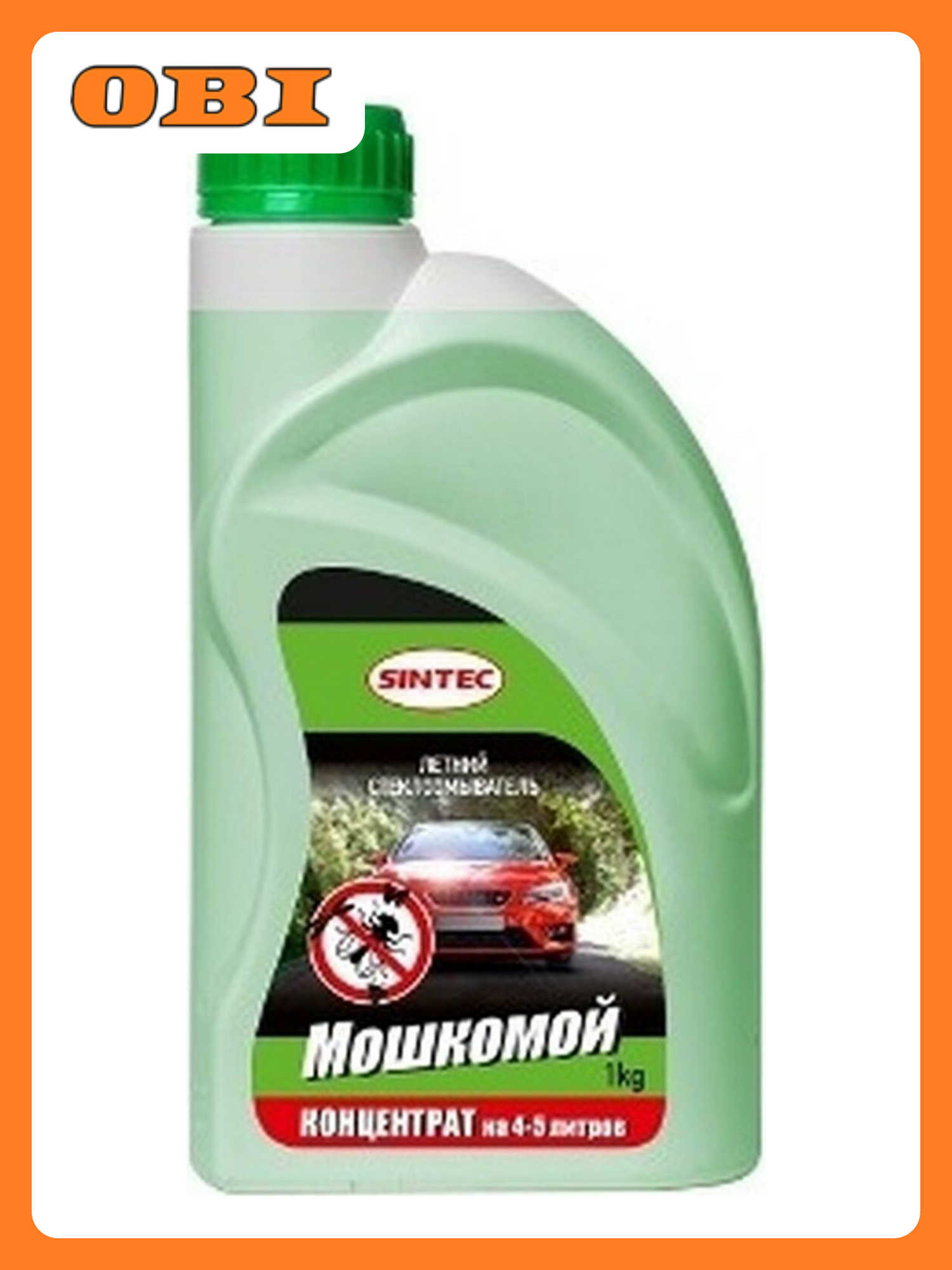 Стеклоомывающая жидкость SINTEC летняя 1л зелёная удаляет следы насекомых