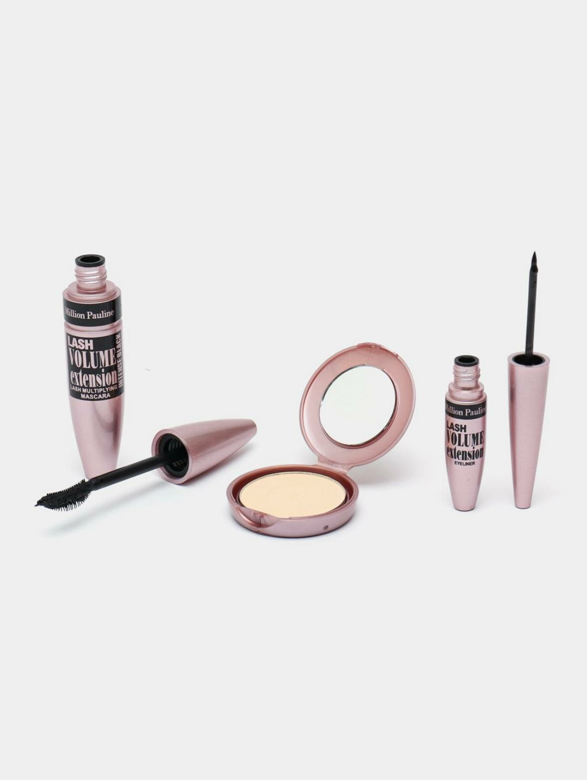 Набор для макияжа, 3 в 1, Million Pauline: тушь, подводка для глаз, пудра