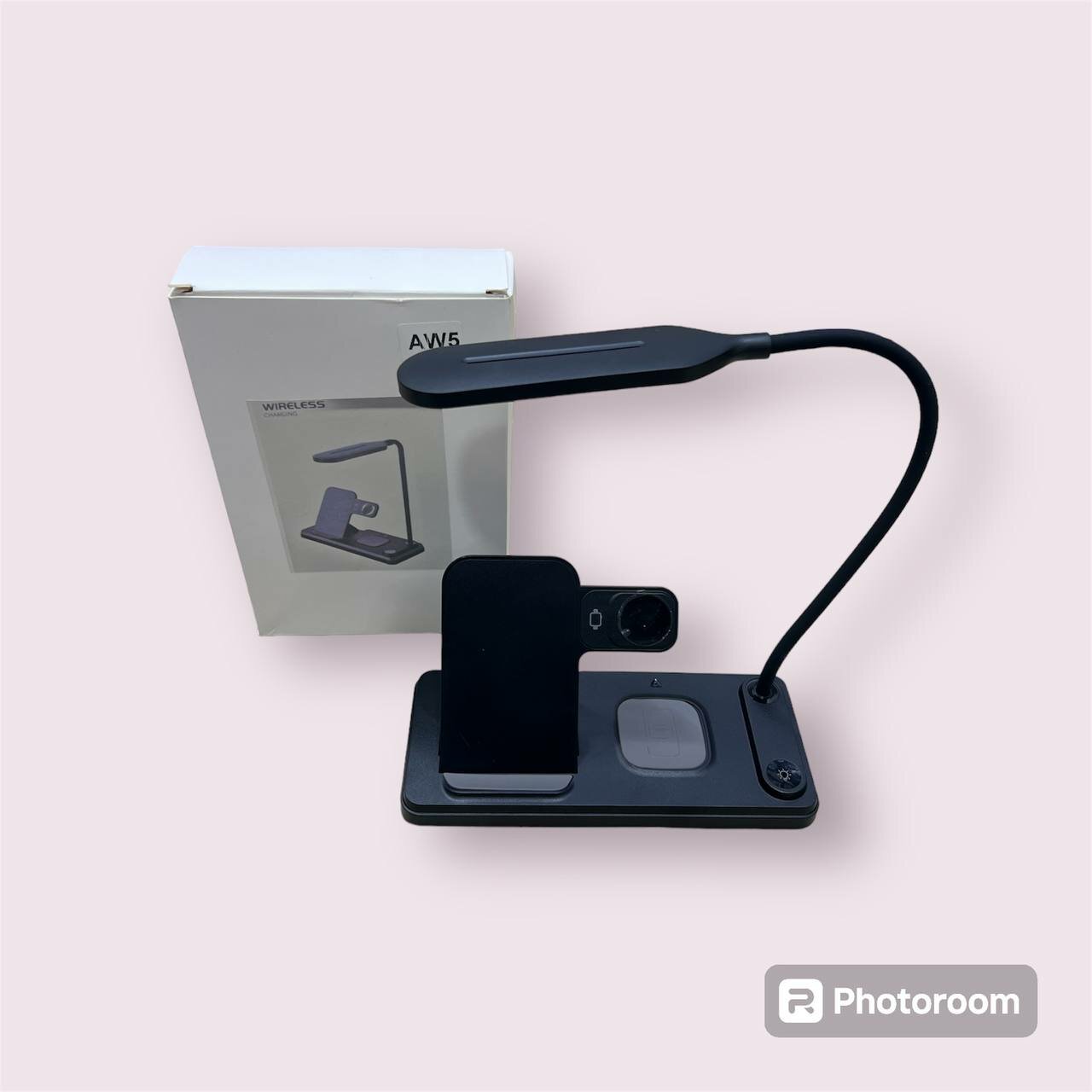 4-в-1 беспроводная зарядная станция AW5 с LED-лампой, держателем и быстрой зарядкой