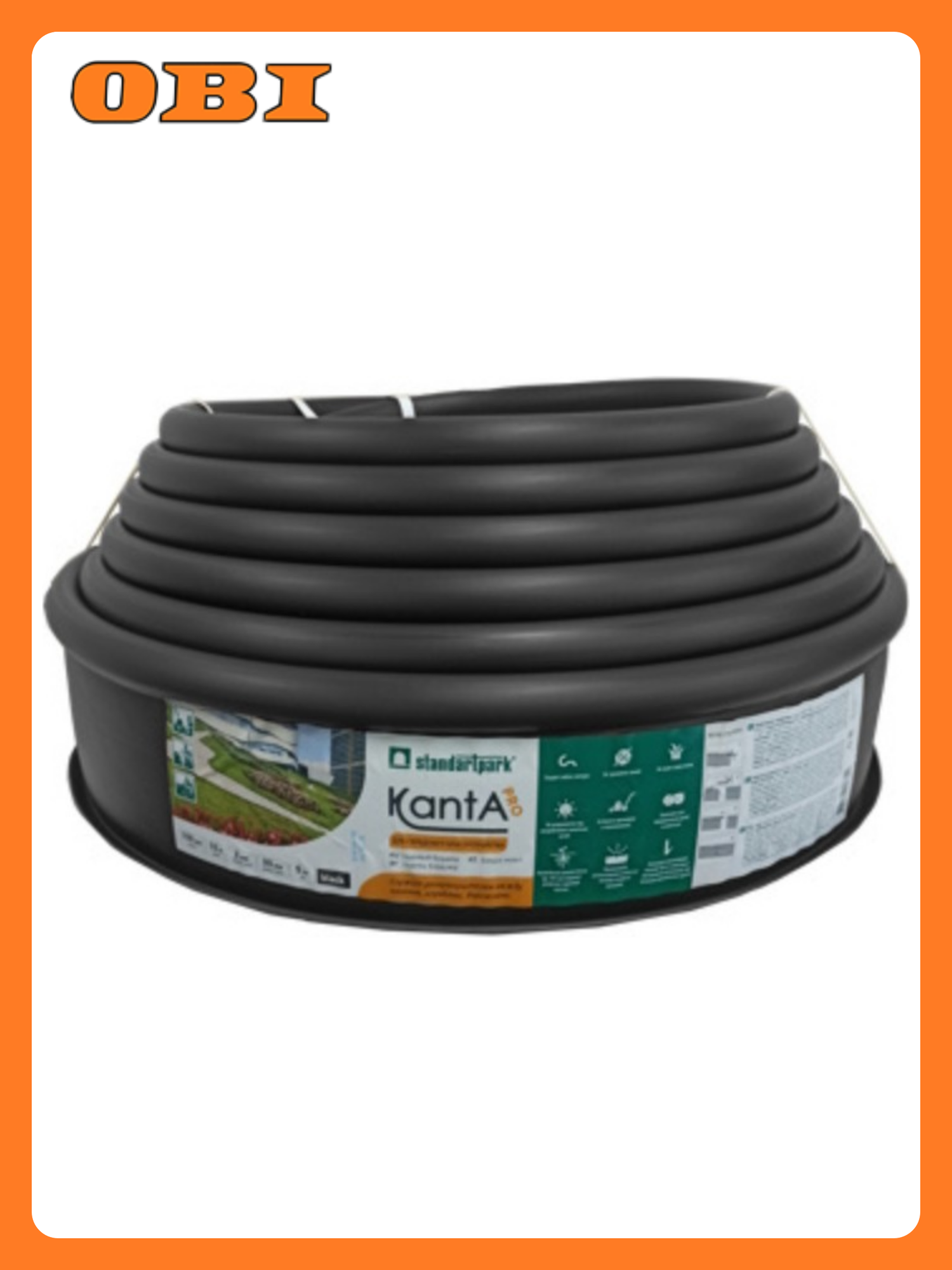 Бордюр садовый Канта Про (KANTA PRO Standartpark) черный 10х003х015 м