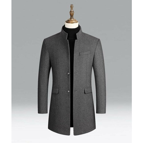 Мужской осенне-зимний шерстяной тренч средней длины