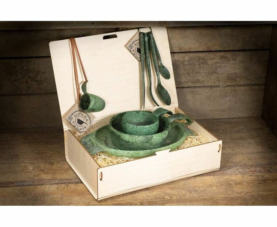 Финский набор посуды Kupilka Premium Wood Box, цвет: Conifer