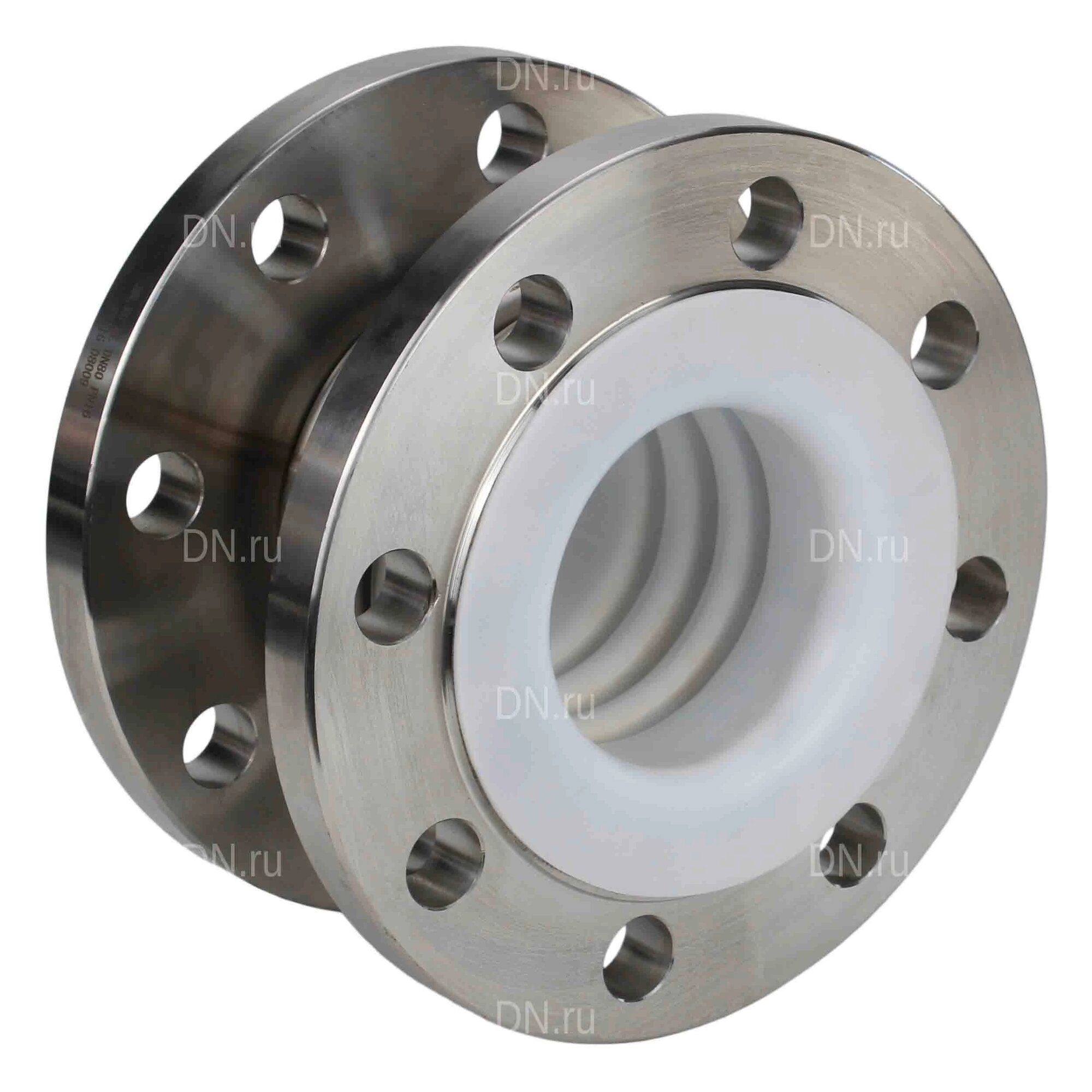 Компенсатор сильфонный осевой DN.ru CSA-1 Ду200 Ру16 фланцевый, сильфон - нержавеющая сталь SS316, уплотнение - PTFE, футерованный, осевой ход 30мм