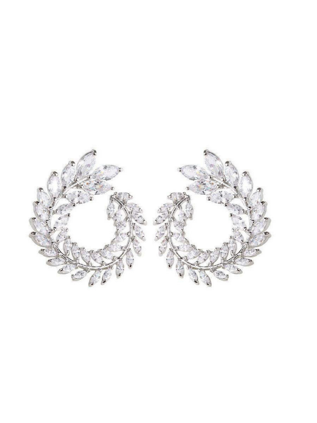 Серьги конго, фианит, размер 15 мм, серебристый — фото 1