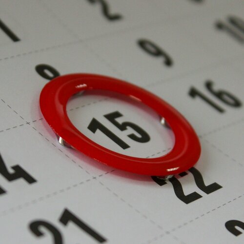 Изображение товара Комплект Курсор календарный магнитный гелевый круглый 37х25 мм красный + металлическая подложка