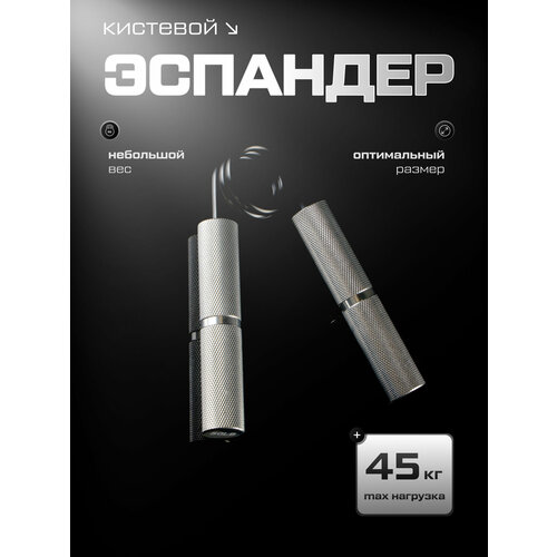 Эспандер ONLYTOP, кистевой, нагрузка 45 кг (100LB), металл, хромированный