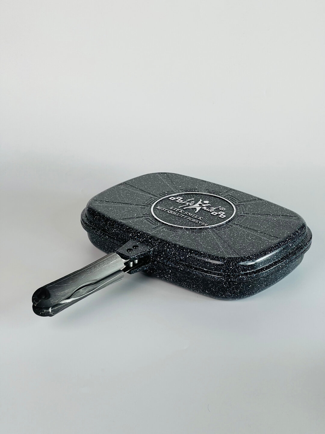 Гриль-сковорода Life Smile, 36 см – двусторонняя, с гранитным покрытием и магнитной ручкой - Черный