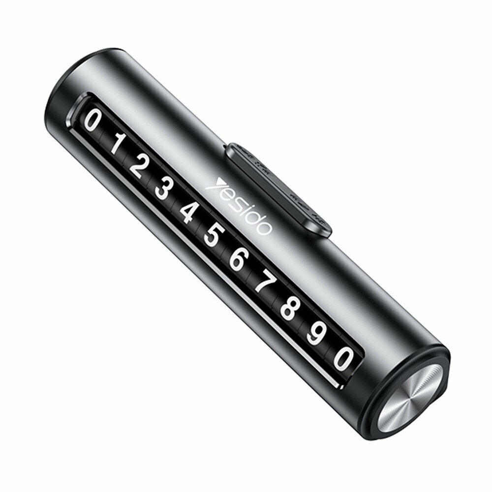 Парковочная автовизитка Yesido C202, скрывающийся номер, металл + ABS, чёрного цвета
