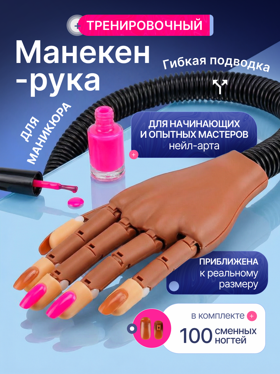 Манекен-рука для маникюра Profnail тренировочный со сменными ногтями