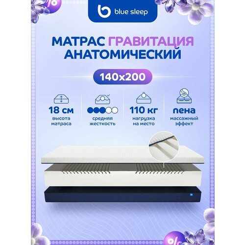 фото Матрас 140х200 беспружинный на кровать ортопедический blue sleep гравитация