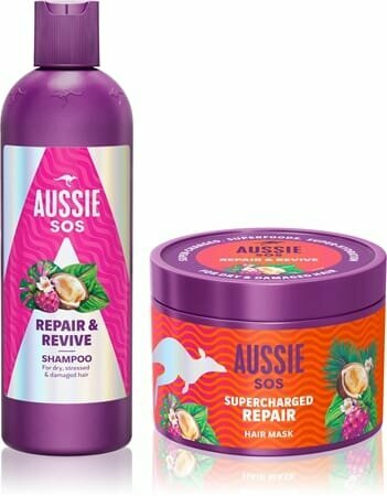 Косметический набор для волос Aussie SOS Repair, Revive & Repeat, восстанавливающий шампунь и маска, 2x500 мл