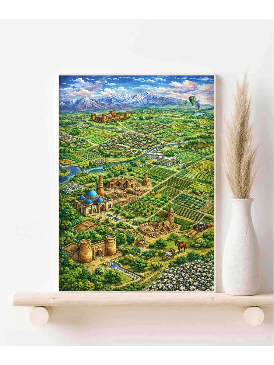 Кува, Узбекистан, Fantasy Map, Карта, Плакат 30x42см