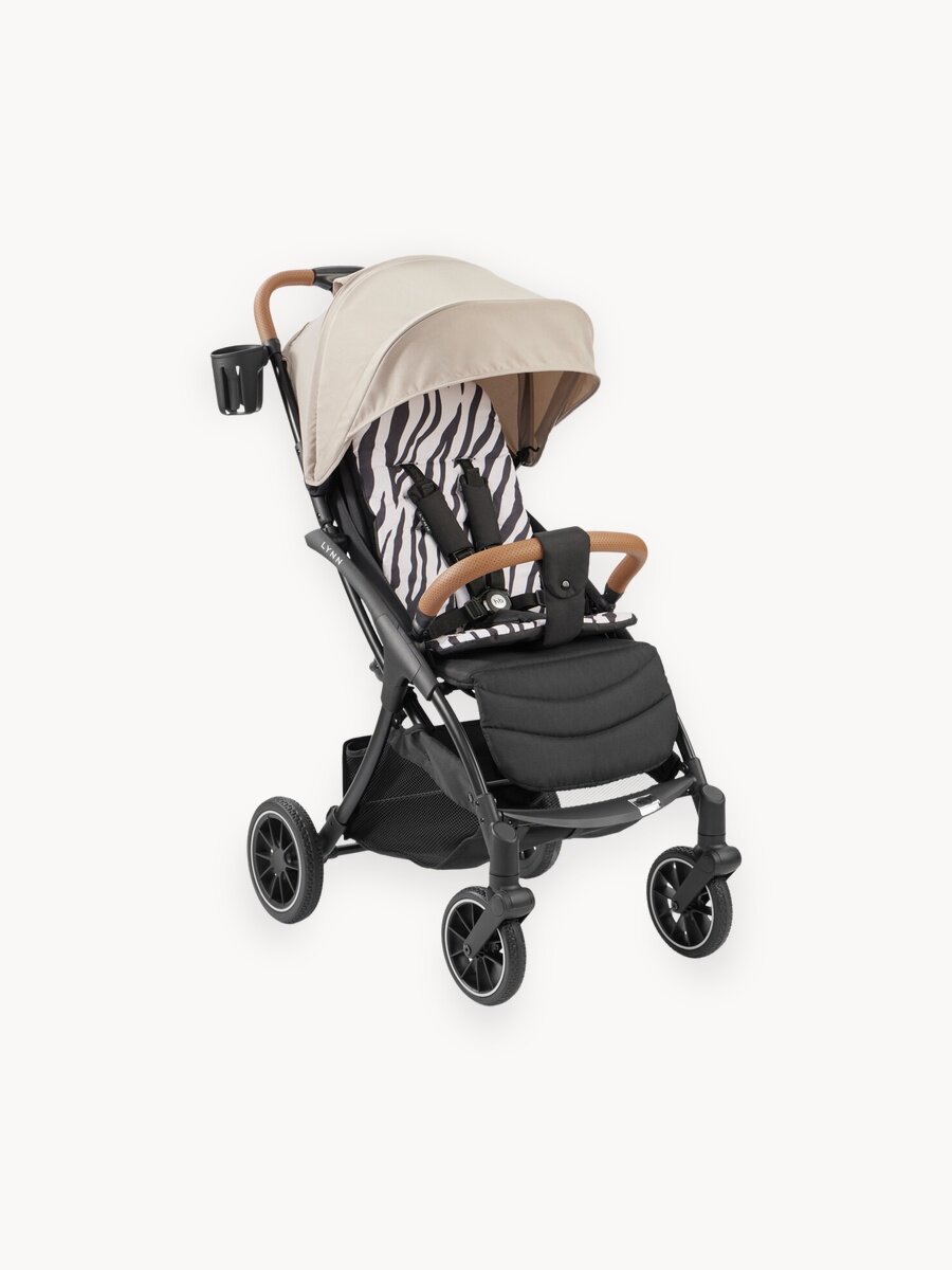 Коляска прогулочная детская Lynn от Happy Baby, в комплекте: дождевик, москитная сетка, матрасик, молочный с цветами