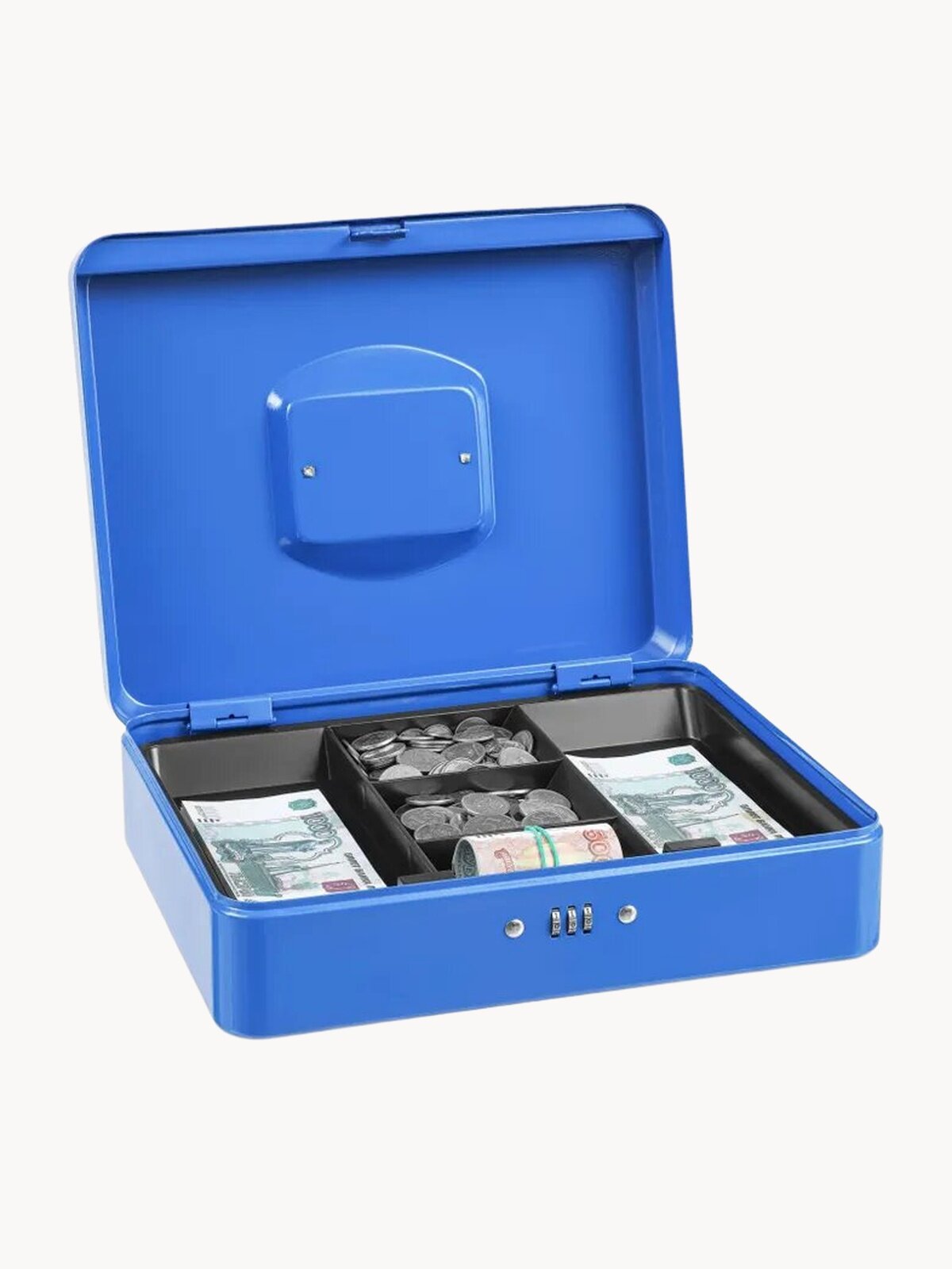 Кэшбокс с кодовым замком SAFEBURG Keeper-30C, переносной сейф, 30x9x24 см, 5 отделений. Ящик для денег, тайник