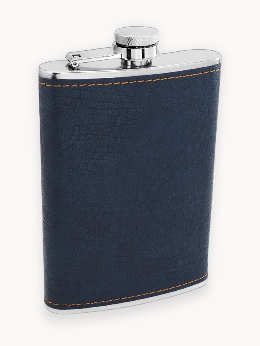 Фляга из нержавеющей стали карманная 230 мл, обтянутая кожей без рисунка (FL9-55, Guo Tai Factory)