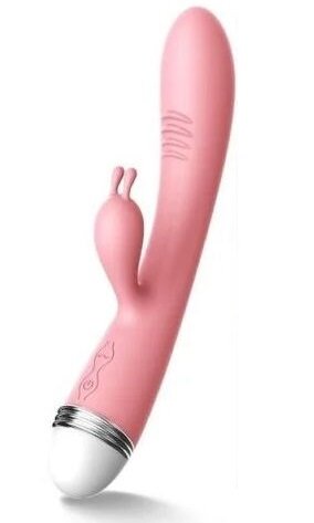 Вибратор-кролик LILO с USB зарядкой, длина 23 см, диаметр 3.5 см, розово-белый силикон с 1 виброрежимами
