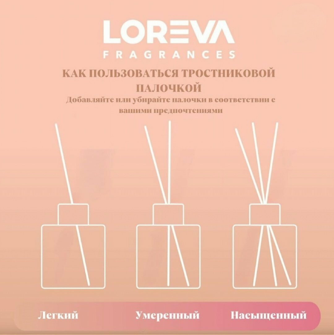 "LOREVA" "Mango" 110 мл. Диффузор с палочками для воздуха дома, автомобиля и офиса, с ароматом манго, — фото 1