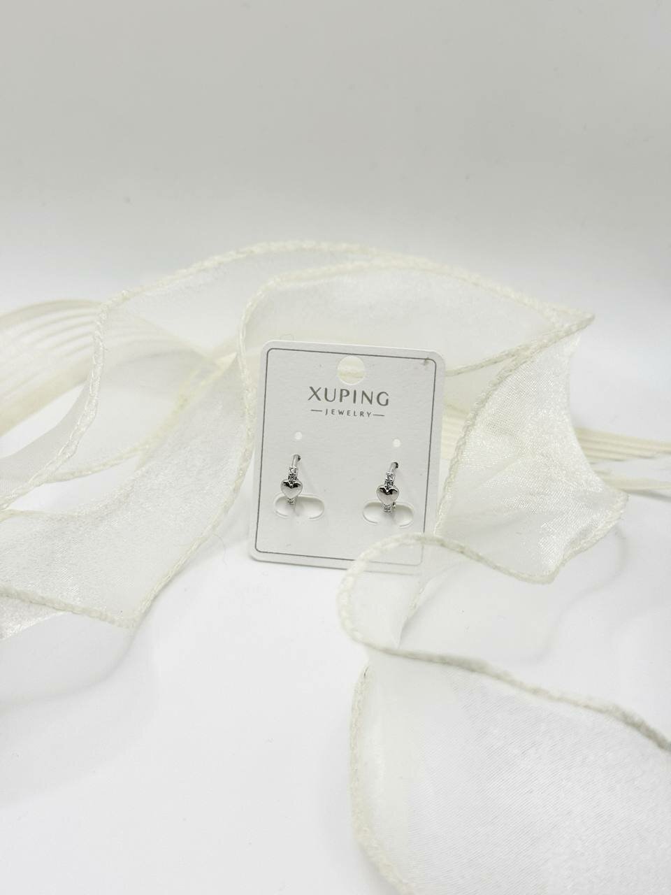 Серьги, размер 1 мм, серебристый — фото 1