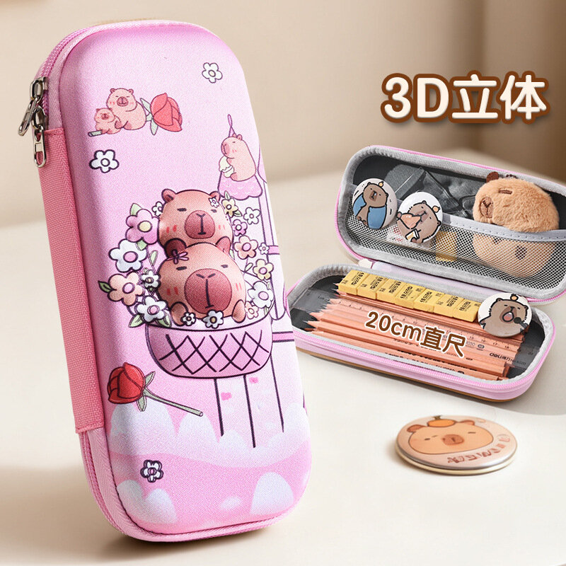 3DEVA 3D пенал для школьников, стиль 019, дизайн космонавта и капибары, большой объем