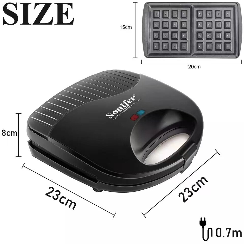 Электрическая вафельница Sonifer SF‑6043 — компактная кухонная техника для приготовления хрустящих вафель. — фото 1