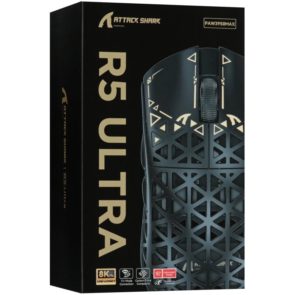 Мышь беспроводная/проводная Attack Shark R5 Ultra [Shark R5 Black] черный