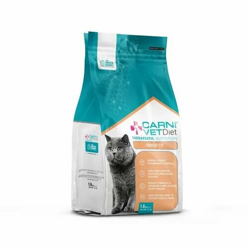 фото Carni vet diet cat obesity 1.5кг диетический сухой корм для кошек для контроля веса и при ожирении