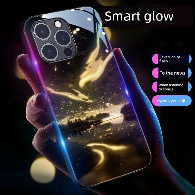 Чехол для OPPO Find X6 Pro из стекла с подсветкой, узор «Звездный речной пляж», прозрачный
