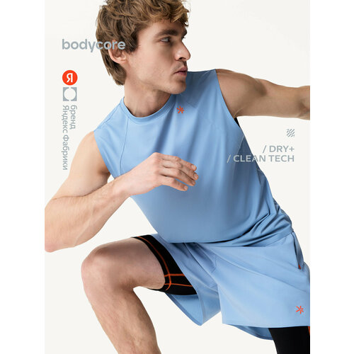 фото Майка спортивная bodycore из быстросохнущей ткани с антибактериальной пропиткой, размер xl, серо-голубой