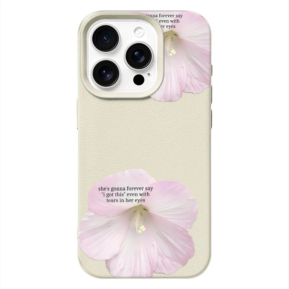 Чехол для iPhone 13 Pro Max, розовый гибискус, белый