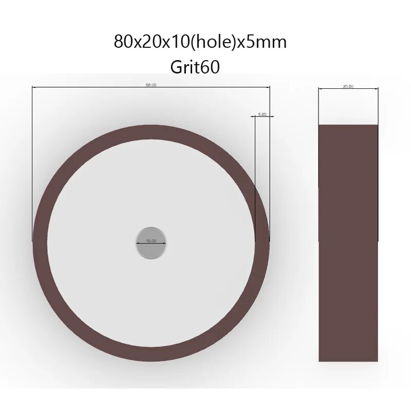 Шлифовальный круг 80x20x10x5 мм Grit60
