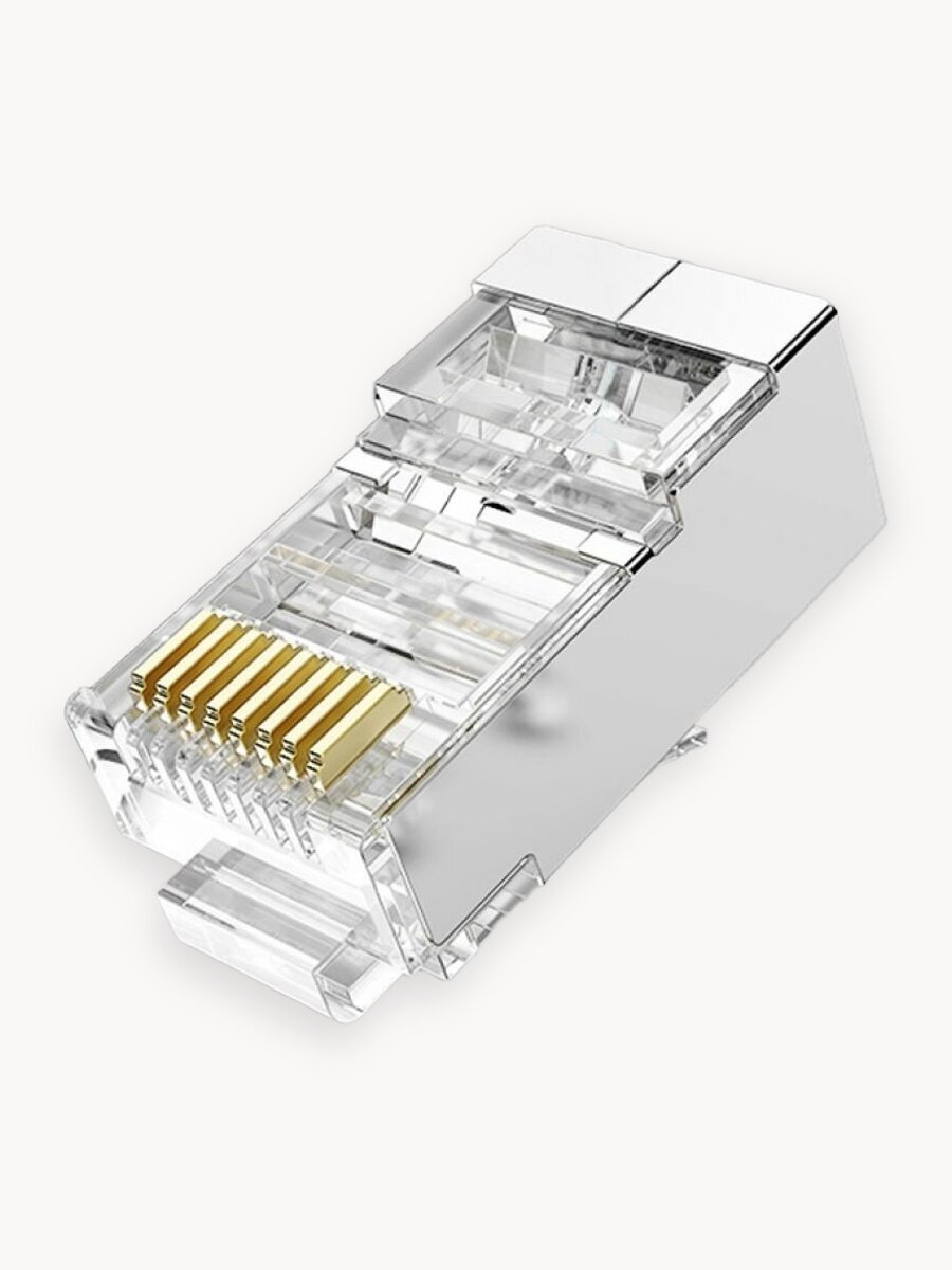 Коннектор RJ45 штекер 8P8C cat.5e FTP экранированный, быстрозажимной в упаковке 10 шт. Vention для кабеля rj45/rj45 арт. IDAR0-10