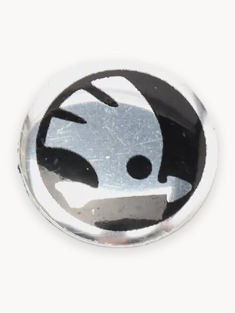 Эмблема наклейка Skoda на ключ зажигания, черная, круглая, 14 мм