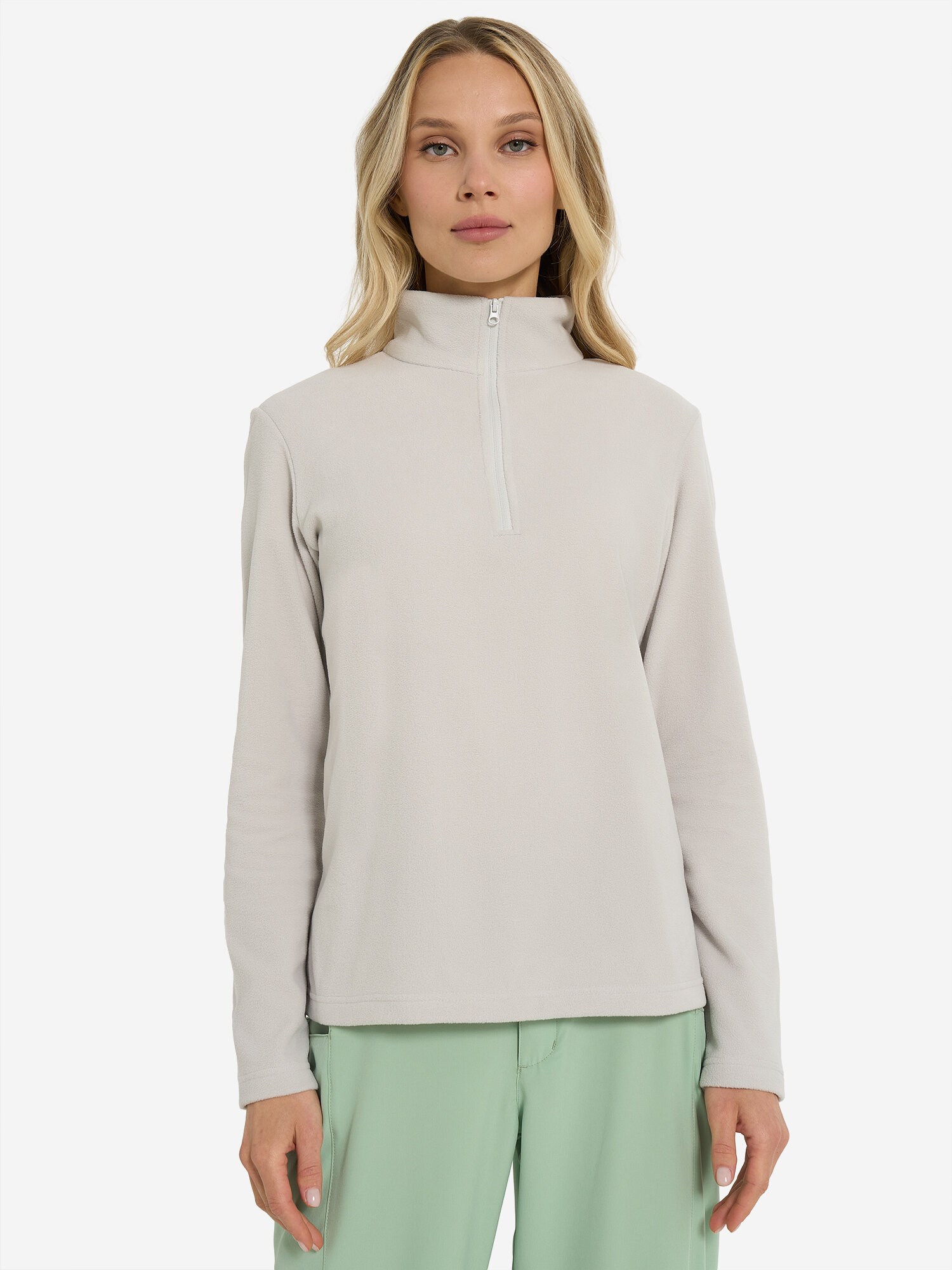 Джемпер OUTVENTURE Essential Women’s Fleece jumper half zip, размер 54-56, светло-серый — фото 1