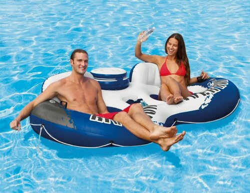 Изображение товара Надувной круг Интекс Ривер Ран (Intex River Run) 2 Двухместный с баром для охлаждения напитков, 243х157 см, 58837