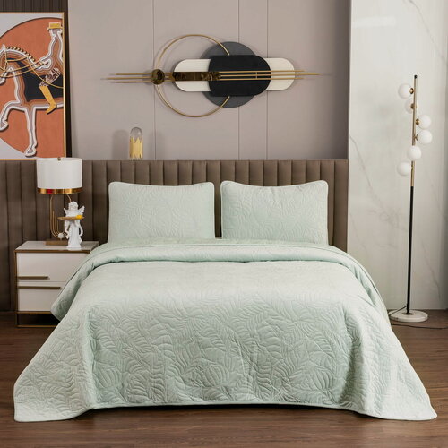 Изображение товара Покрывало Sofi De Marko "Мелисса", велюровое, 160x220 см, стеганое, цвет ментол